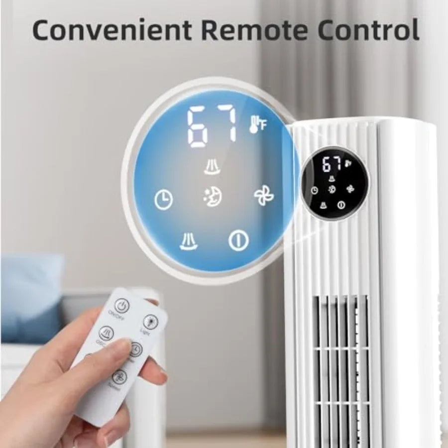 LED control panel and remote control for the oscillating tower fan
