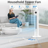 Tower fan bladeless design with wide 90 degree oscillation